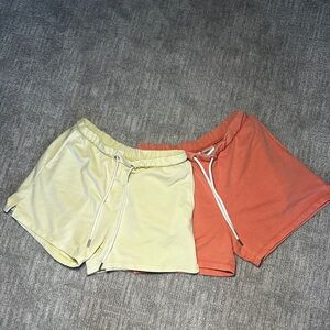 H&M Dual Pack Athletic Comfy Shorts in Yellow and Orange